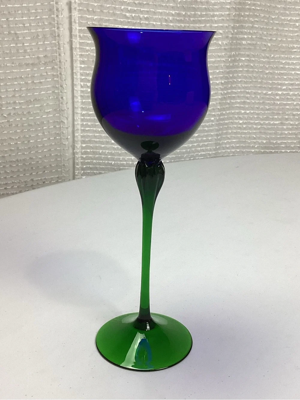 Vintage Mikasa Galleria Cobalt Blue Green 9” Wine Glass Limited 1993